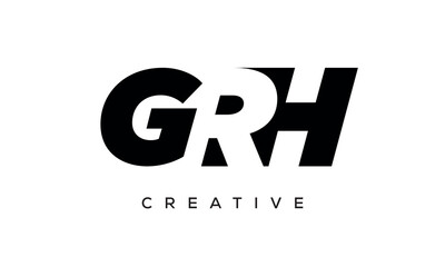 GRH letters negative space logo design. creative typography monogram vector	