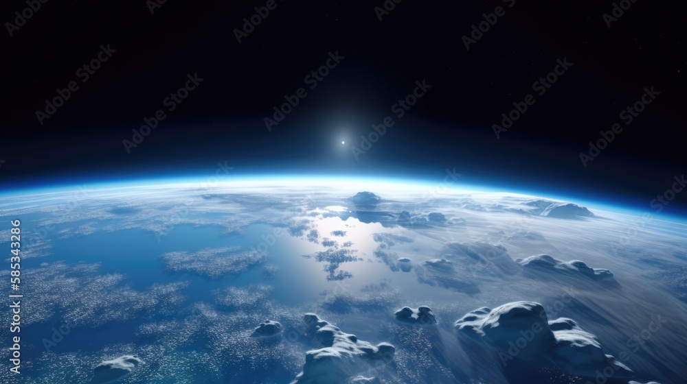Wall mural satellite view of planet earth from space, made with generative ai