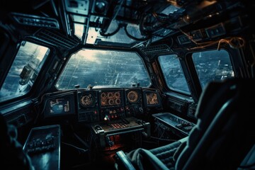 Interior of a spaceship cockpit, made with generative ai
