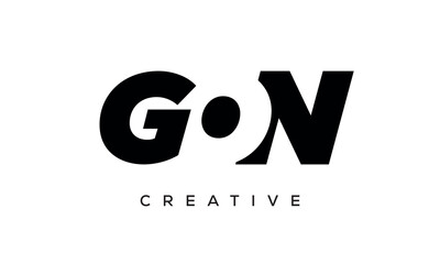 GON letters negative space logo design. creative typography monogram vector	
