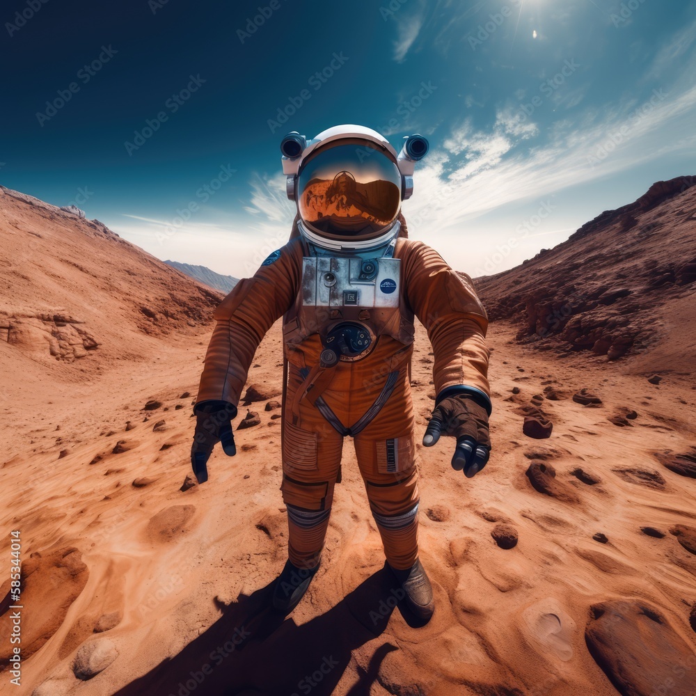 Canvas Prints astronaut selfie on mars, made with generated ai