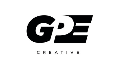 GPE letters negative space logo design. creative typography monogram vector	