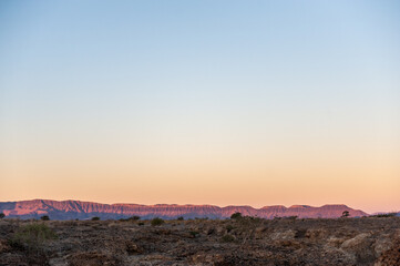 Landscape shot at Sesriem canyon, Namibia, around sunset.