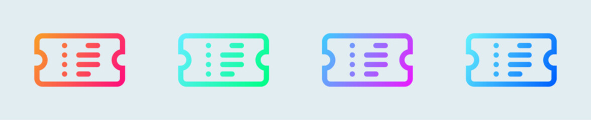 Ticket line icon in gradient colors. Coupon signs vector illustration.