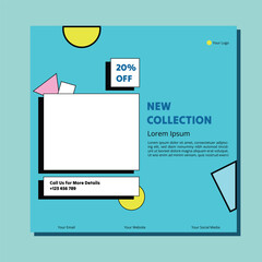 Naklejka premium Editable minimal square banner template. Suitable for social media post and web internet ads. Vector illustration with photo college