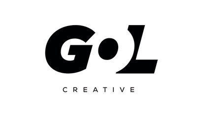 GOL letters negative space logo design. creative typography monogram vector	 - obrazy, fototapety, plakaty