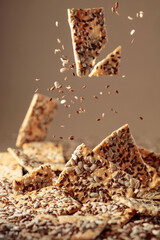 Crackers with sunflower and flax seeds.