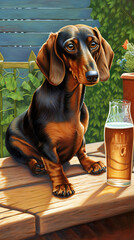 canine quenching thirst with beer, humorous pet snapshot, generative AI
