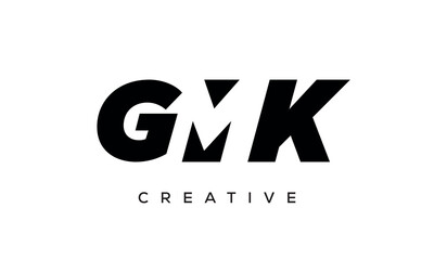 GMK letters negative space logo design. creative typography monogram vector	