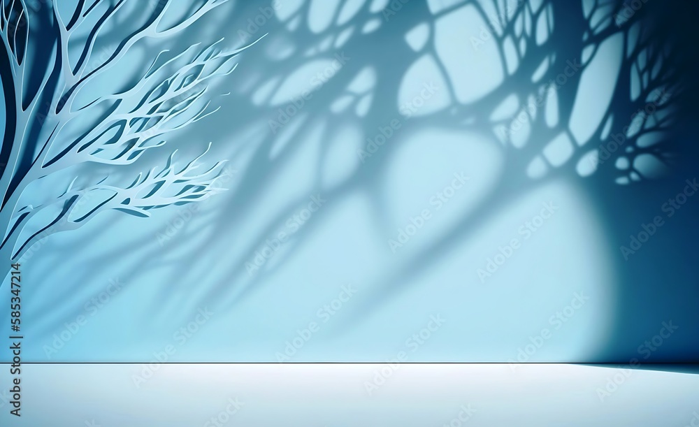 Poster minimalistic abstract gentle light blue background for product presentation with light and intricate