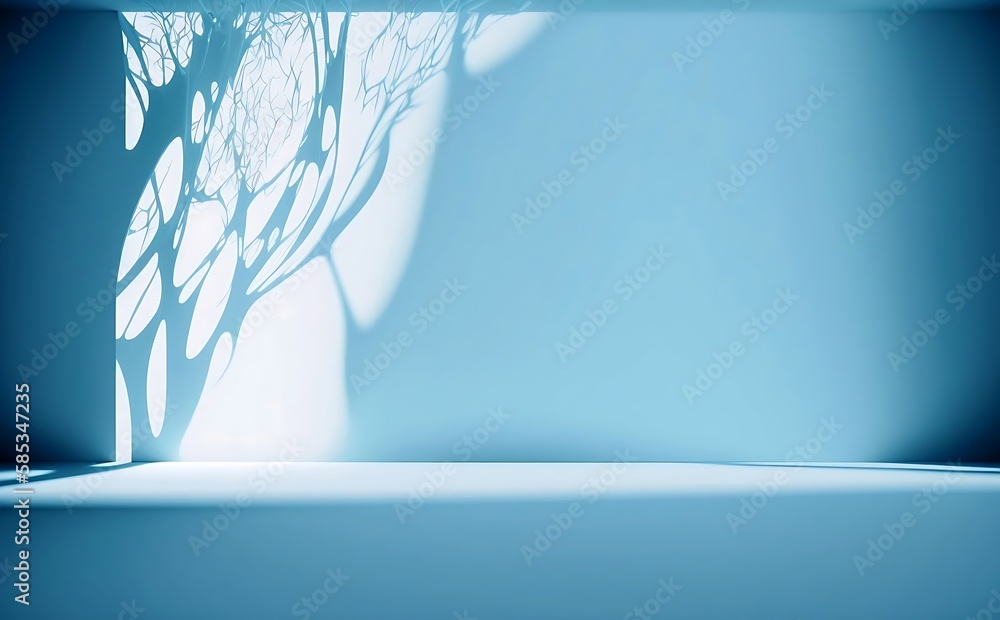 Poster minimalistic abstract gentle light blue background for product presentation with light and intricate