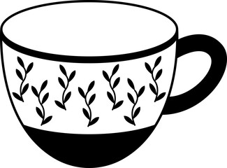 Tea Cup with leaves - obrazy, fototapety, plakaty