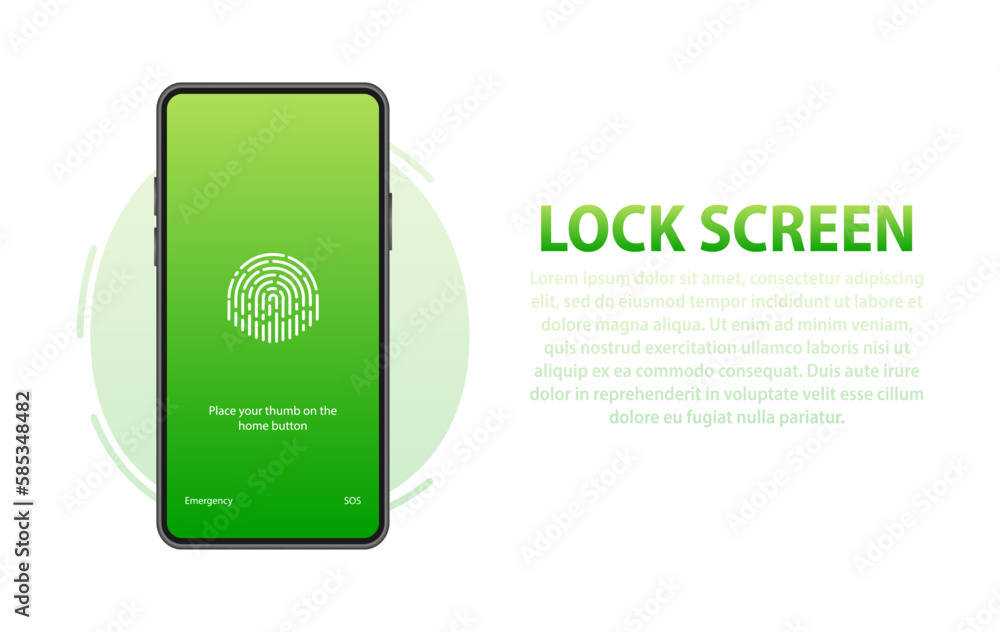 Poster smartphone with passcode lock screen interface. protecting your smartphone and personal data from un