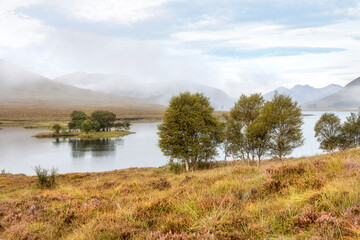 Morning mists at Loch Droma, Lochdrum,, Highlands, Scotland