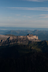 Fototapeta na wymiar Mountains range in sunlight in Alps