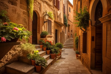 Obraz premium traditional italian village. Tourism , Holiday in Italy. Ai generative illustration