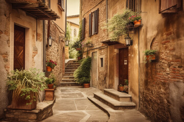 Fototapeta na wymiar traditional italian village. Tourism , Holiday in Italy. Ai generative illustration