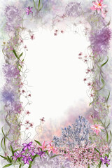 Obraz na płótnie Canvas pastel flowers frame on white background