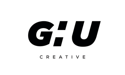 GHU letters negative space logo design. creative typography monogram vector	