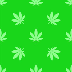 Seamless pattern of cannabis leaf, marijuana plant, hemp leaves