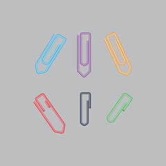 Metal paper clip, Realistic binder, paper holder office stationery isolated design and attached to page