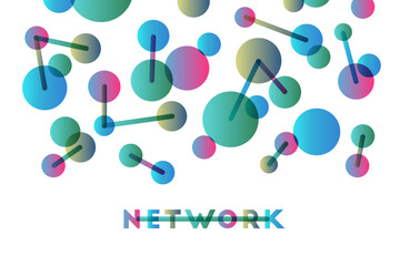 Abstract network concept with colorful dots connected by lines