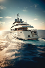 Fototapeta na wymiar luxury sea yacht . floats calmly on the sea. Rich life style. Ai generative