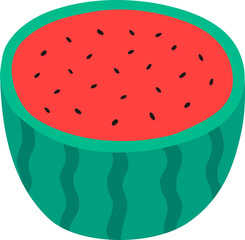 Single cross section of red watermelon