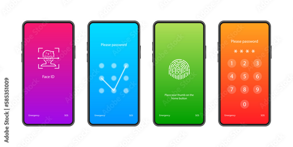 Poster smartphone with passcode lock screen interface. protecting your smartphone and personal data from un