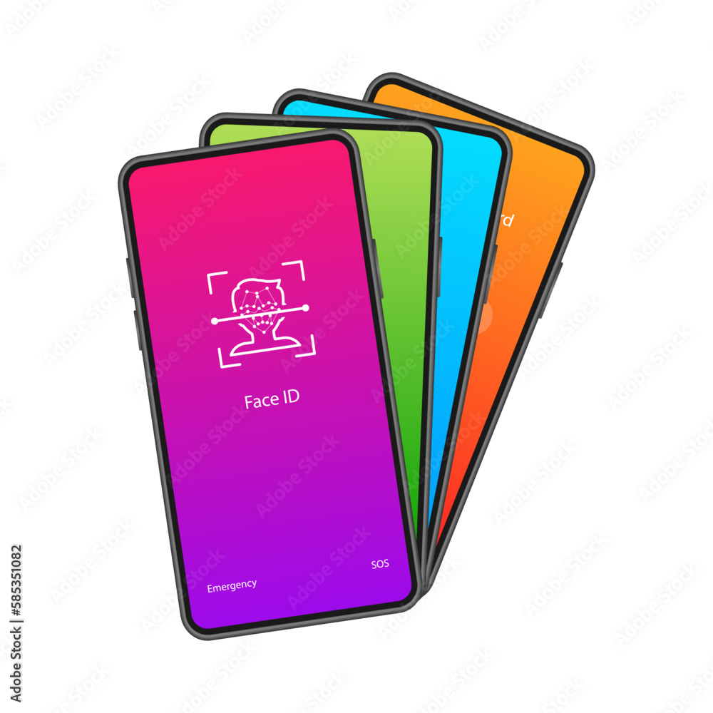 Poster smartphone with passcode lock screen interface. protecting your smartphone and personal data from un