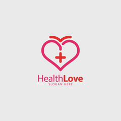health love medical clinic logo simple design idea