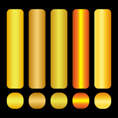 gold color gradient set, vector with various gold colors background 