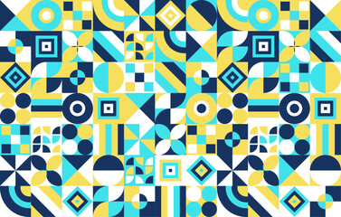 Abstract Pattern Geometric Shapes Background Blue Yellow White