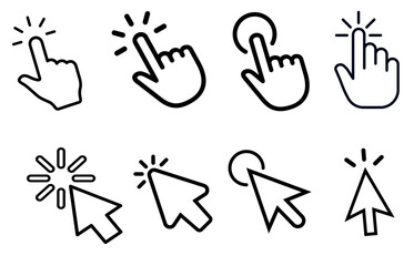 Pointer cursor сomputer mouse icon. Clicking the cursor, pointing to the hand-click icon. Click cursor - stock vector 
