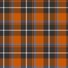 Fototapeta premium Orange, black, blue, white plaid fabric seamless pattern.Vector illustration.