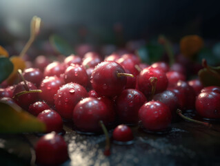 Beautiful organic background of freshly picked cranberry created with Generative AI technology
