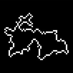 Obraz premium Pixel map of Tajikistan. Vector illustration.