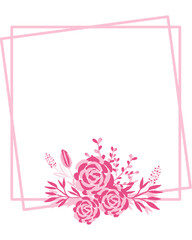 Square pink flower frame 