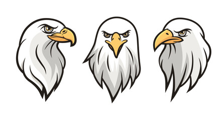 Eagle Head mascot bundle. Vector illustration of Bald eagle. Vector Bald Eagle or Hawk Head Mascot 