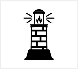 Lighthouse icon isolated Beacon clipart Hand drawn stencil vector stock illustration EPS 10