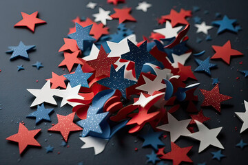  patriotic american stars confetti. , generative artificial intelligence
