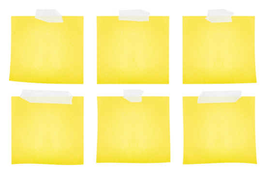 realistic sticky notes on transparent background, extracted, isolated, png file