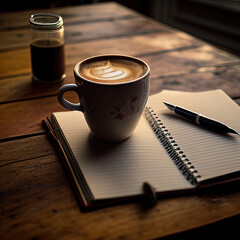 cup of coffee on a wooden table