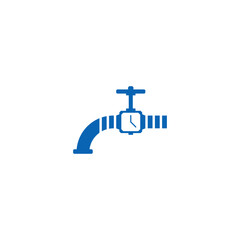 Water faucet and clock combination. Logo design.