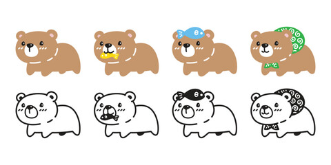 bear vector polar bear icon character cartoon logo pastel teddy symbol doodle outline animal illustration isolated design