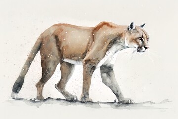 Puma portrait in watercolor style - Generative AI
