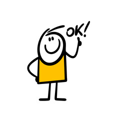 Vector character gave a thumbs up and says ok, agrees. - 585366059
