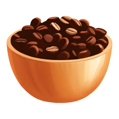 Coffee Beans on Bowl Isolated Hand Drawn Painting Illustration