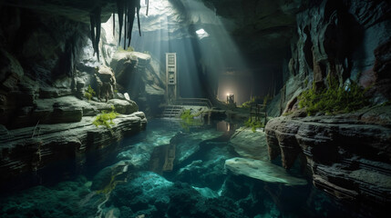 Fototapeta premium underwater view of a reef with fishes generative ai