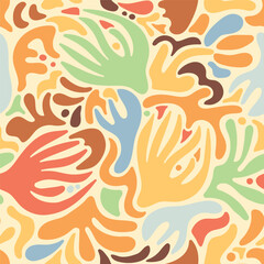 Fototapeta na wymiar Seamless background with abstract retro ornament. Vector illustration for design. Printing on fabric and paper.